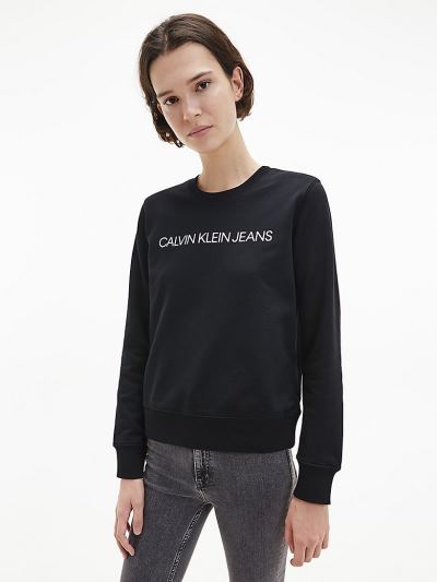 Calvin Klein Ruhák HU356412 | Calvin Klein Logo Női Pulóver Fekete
